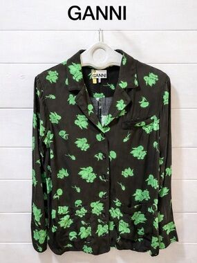 GANNI Brown Floral Shirt – Size 34